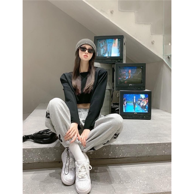 Quần thể thao harem lưng cao dáng rộng phong cách thời trang Hong Kong cho nữ quần tây nữ jl-ydk-07