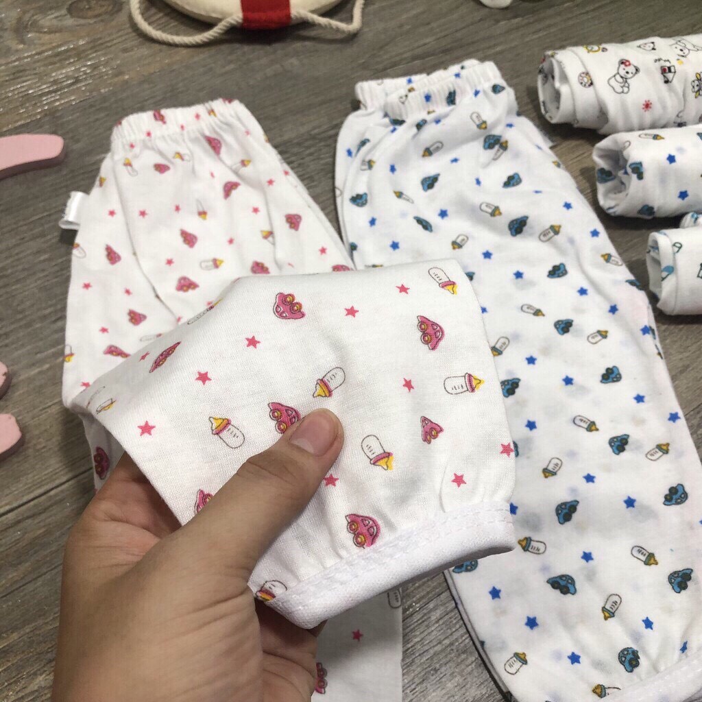 Quần sơ sinh cotton in hình họa tiết ,thấm hút cho bé từ 3-8kg