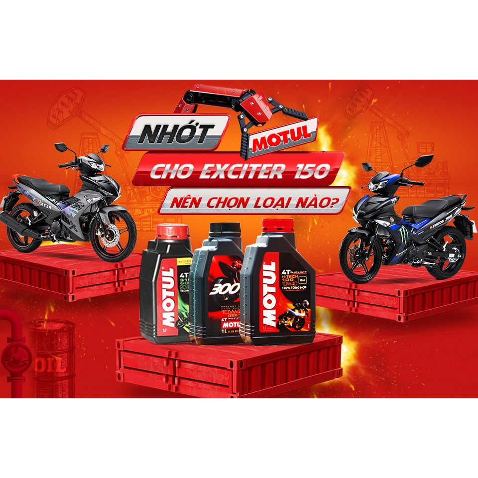 [Chính Hãng] Combo 2 chai Motul H-Tech 10W40 1L API SN tổng hợp 100% Nhớt xe máy số, mô tô PKL NKLUBE