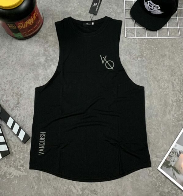 Tanktop ba lổ gym VQ thêu xịn đẹp thun lạnh mát mẽ