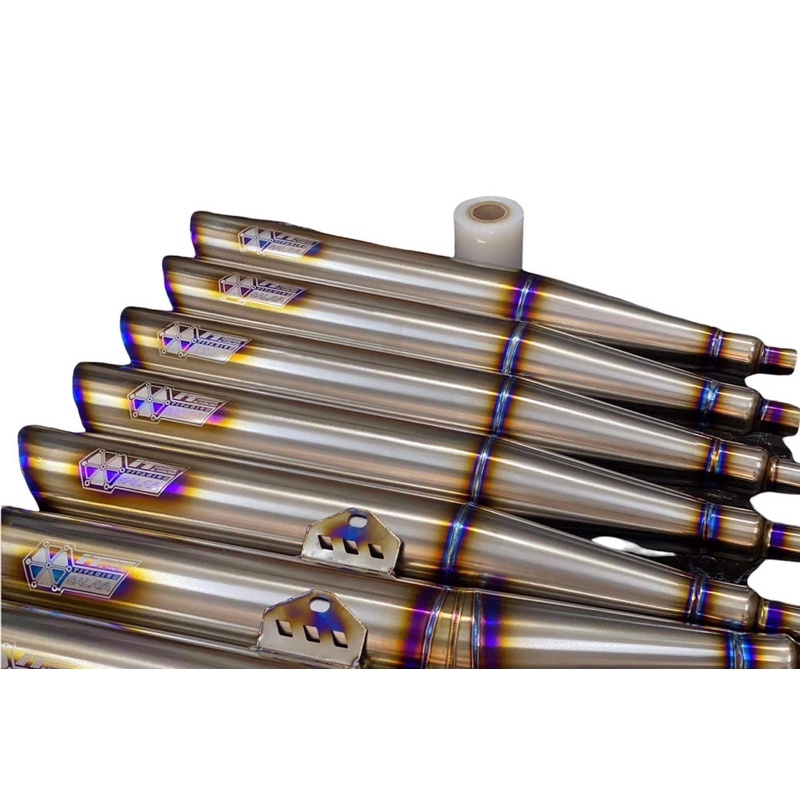 (P.titanium) full cây bô titanium đít xéo cho wave nhỏ , wave ZX giá đã bao gồm cổ bô bầu xoắn wave zx wave nhỏ