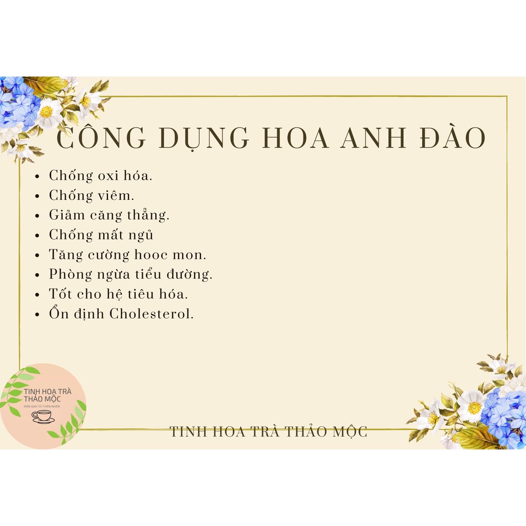Hoa anh đào khô hoa không vụn nguyên bông lọ 500 ml Tinh Hoa Trà Thảo Mộc Món Qùa Từ Thiên Nhiên