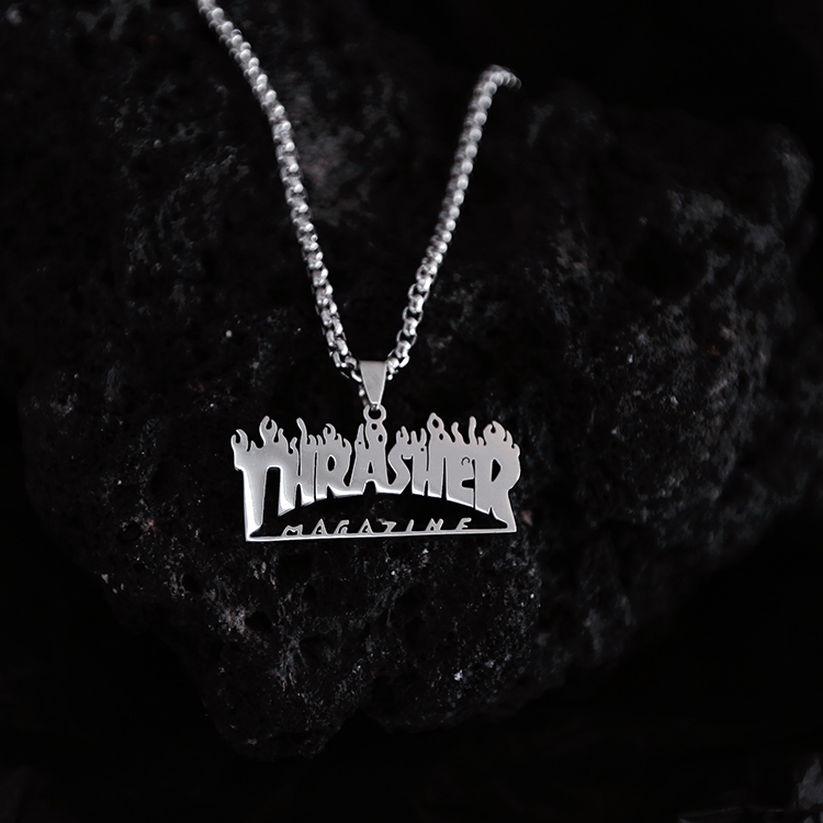 Dây Chuyền Thép Titan Mặt Hình Ngọn Lửa Phong Cách Hàn Quốc 22389