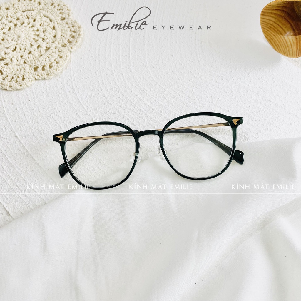 Gọng kính tròn bầu nhựa dẻo nhẹ kết hợp kim loại Emilie eyewear phụ kiện thời trang 01247