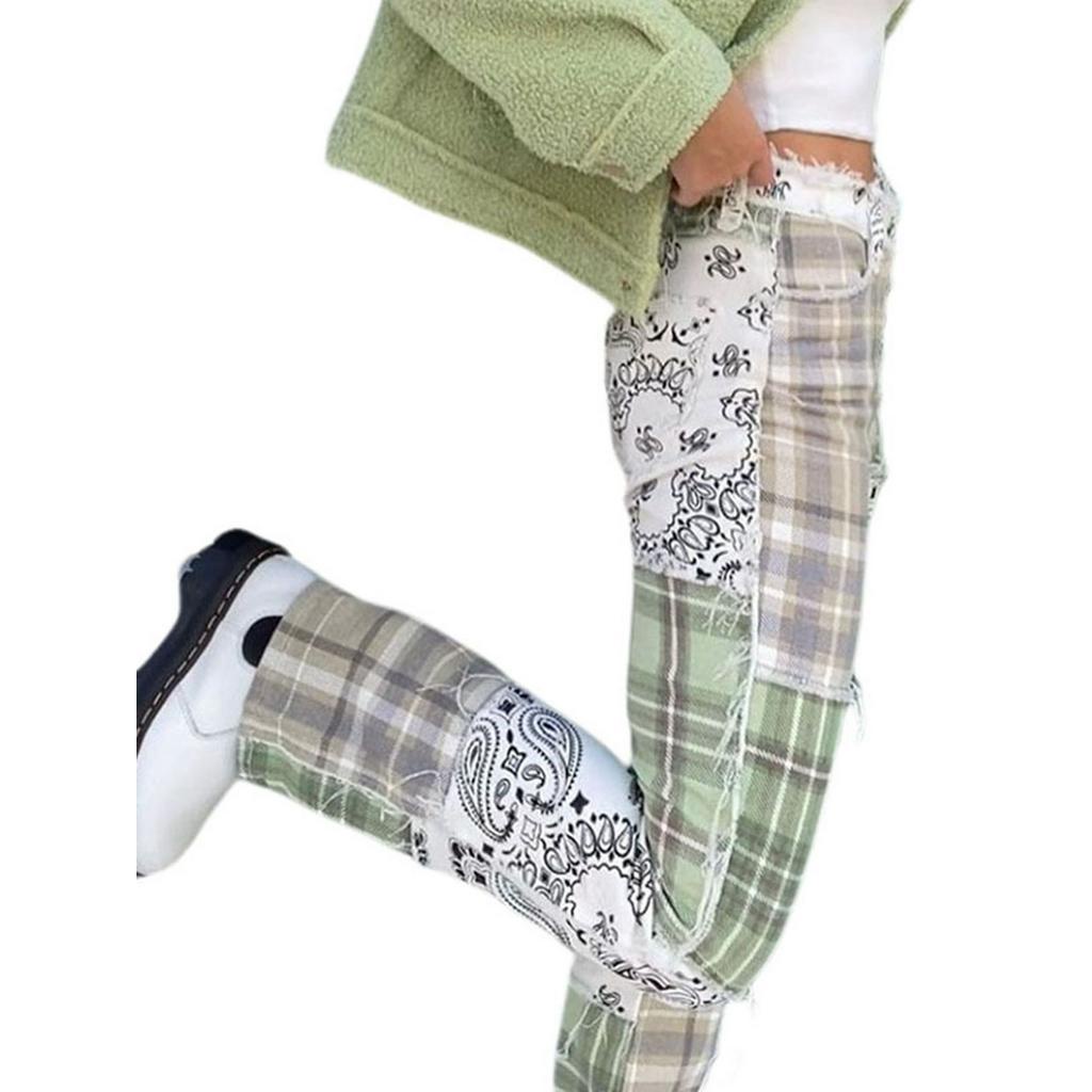 Quần dài họa tiết kẻ sọc độc đáo cá tính thời trang cho nữ