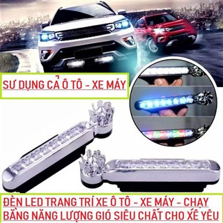(combo 2 cái đèn led 8 bóng) dùng năng lượng gió cực đẹp gắn được tất cả các loại xe hơi và xe máy lắp đặt dễ dàng