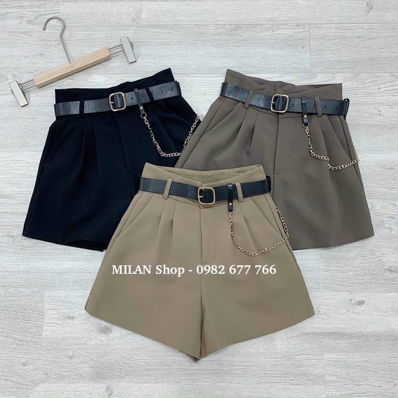 Quần short cạp-lưng cao kèm đai hai kiểu style