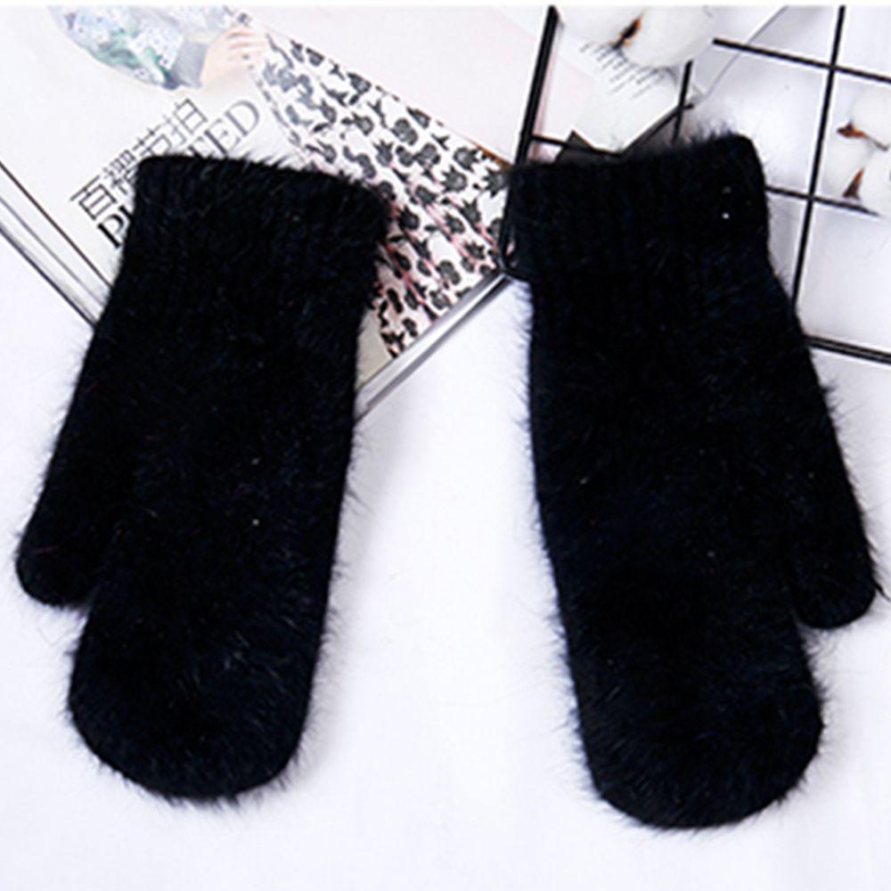 Găng Tay Lông Thỏ Không Ngón Mềm Mại Màu Trơn Cho Nữ