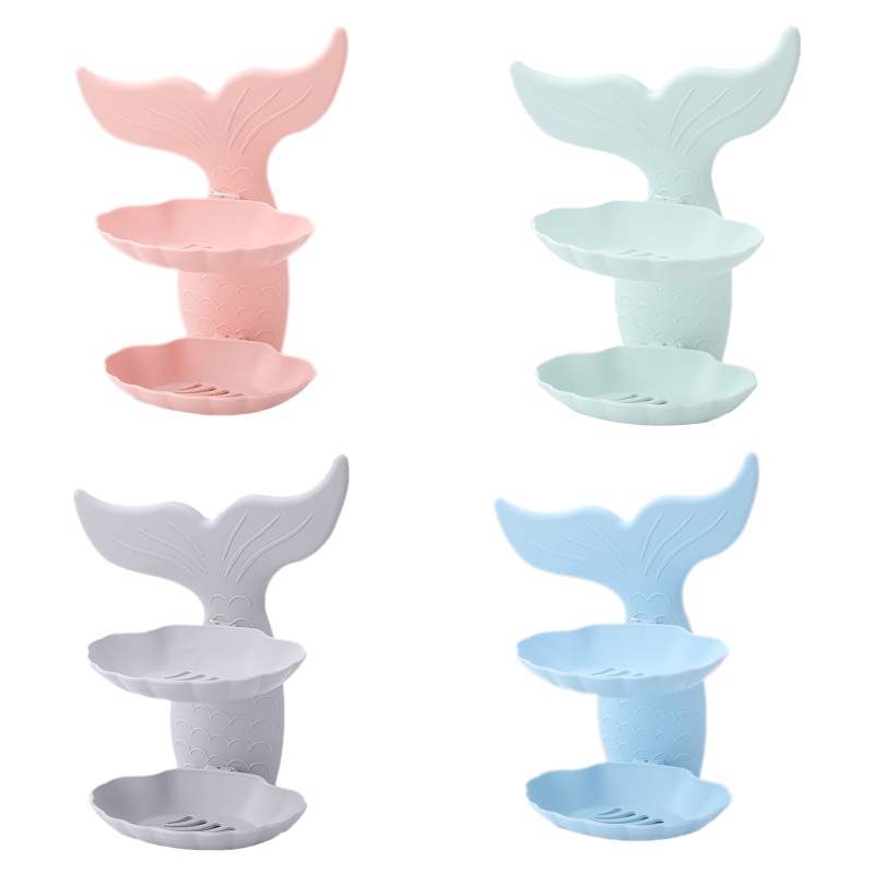 Khay Đựng Xà Phòng Hai Tầng Hình Cá Dễ Vệ Sinh