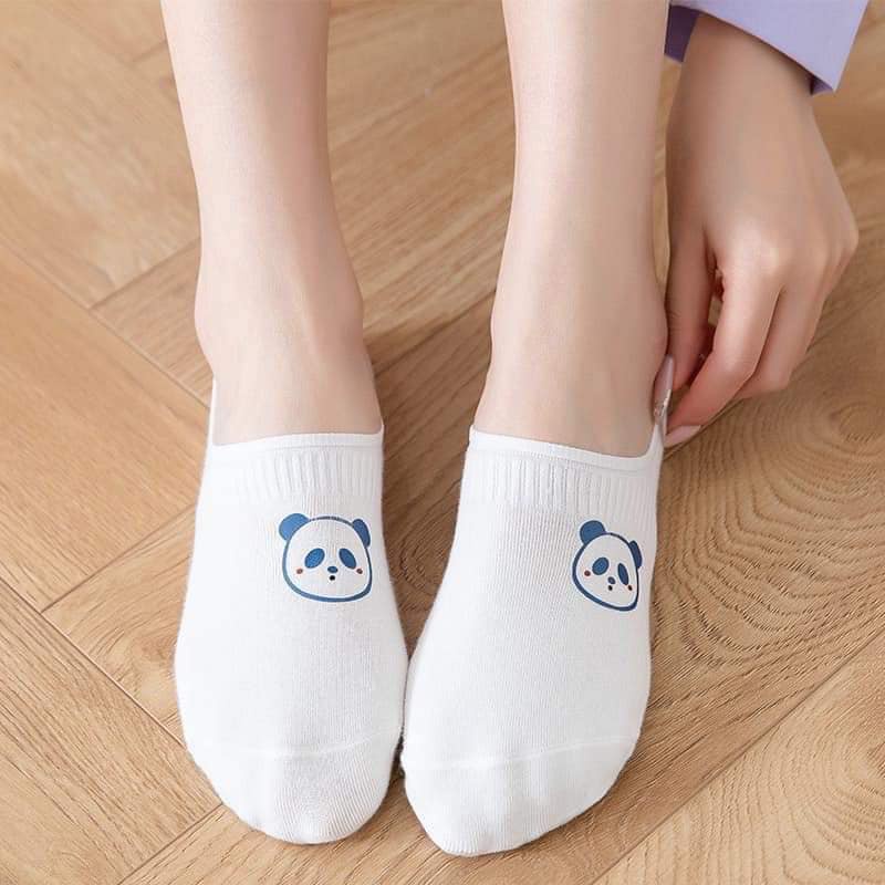 Combo 10 Đôi Tất Lười Cotton Trắng Nhiều Hình Kute Cho Nữ