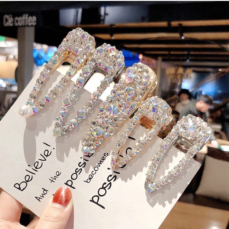 Kẹp tóc thời trang thiết kế đính đá và ngọc trai lấp lánh sang trọng dành cho nữ
