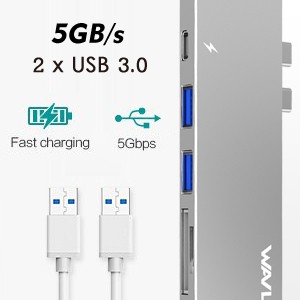 Bộ Chia Cổng Wavlink UHP3405M Thunderbolt 3 Mini Cho Macbook Pro 13''/15'' 2016 Tới 2020