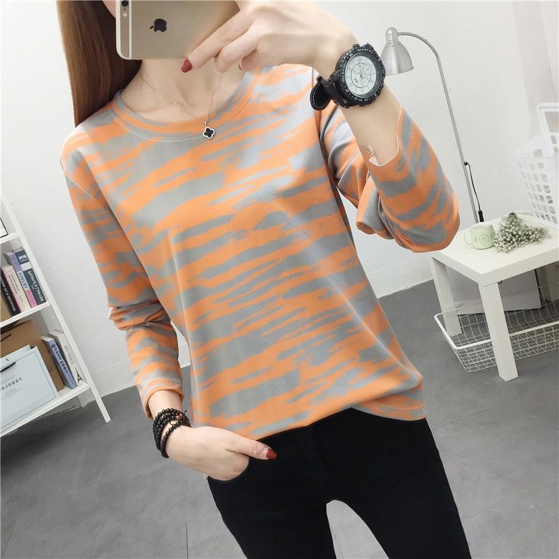 Áo Thun Nữ Dài Tay Cổ Tròn Sọc Ngang Thời Trang Mới