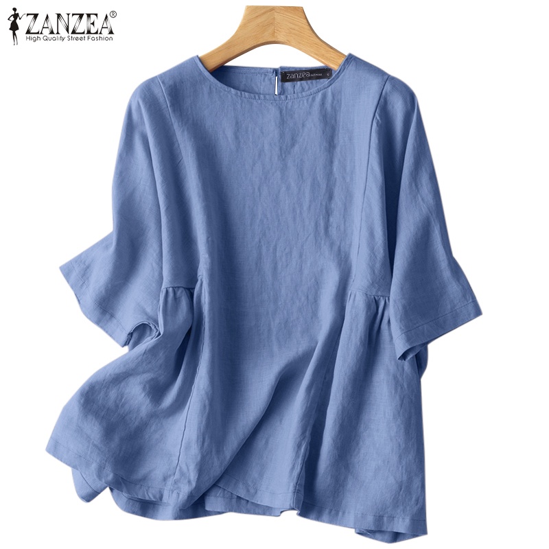 Zanzea Áo Thun Nữ Tay Lửng Dáng Rộng Phong Cách Vintage