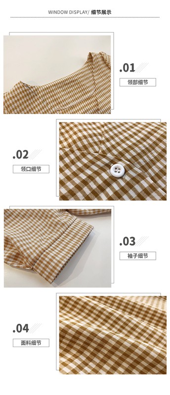 Áo Sơ Mi Ngắn Tay Họa Tiết Ca Rô Thời Trang Xinh Xắn Cho Nữ