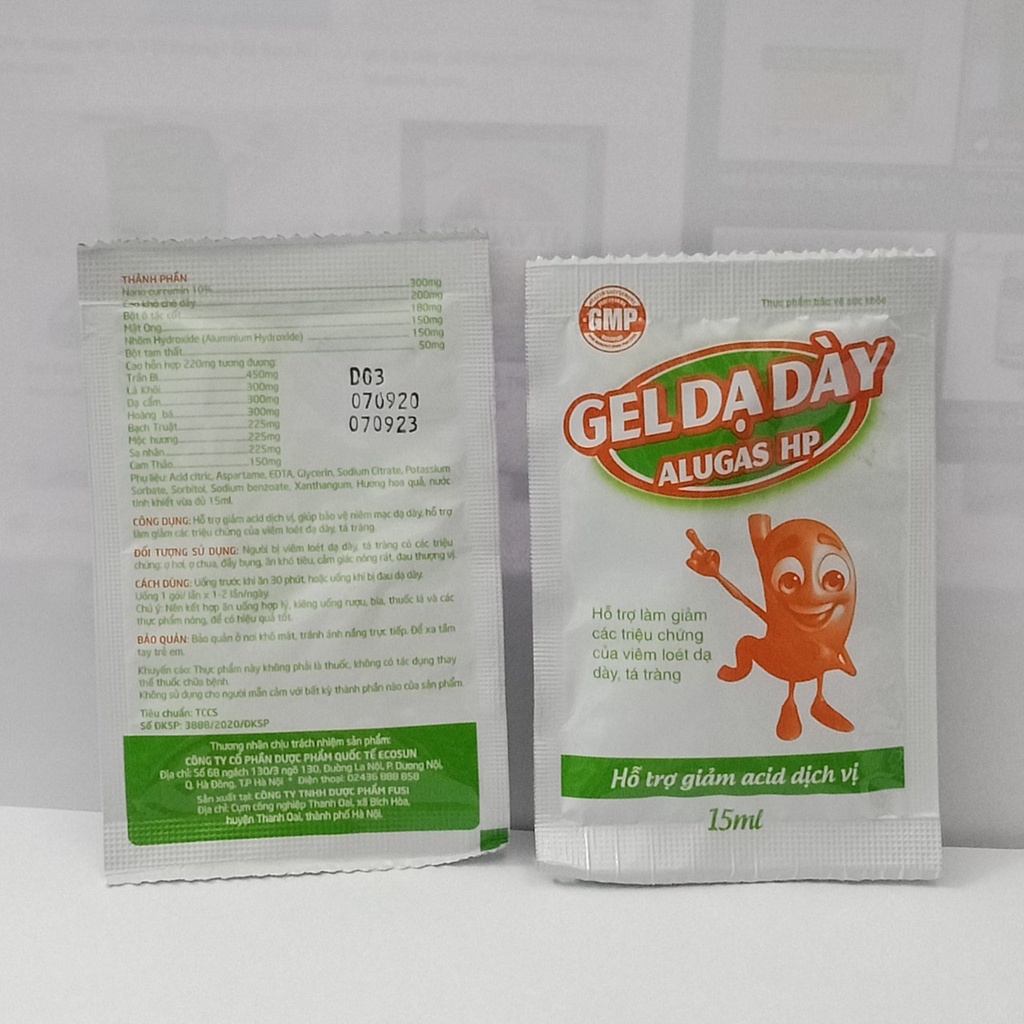 Gel dạ dày AlugasHP - Hỗ trợ giảm acid dịch vị, giúp bảo vệ niêm mạc dạ dày (20 gói)
