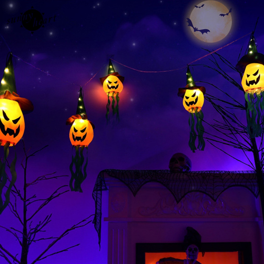 Sunnyheart Đèn Treo Trang Trí Lễ Hội Halloween Hình Ma Quỷ Bí Ngô Có Độ Sáng Cao Cho Lễ Hội Ngoài Trời
