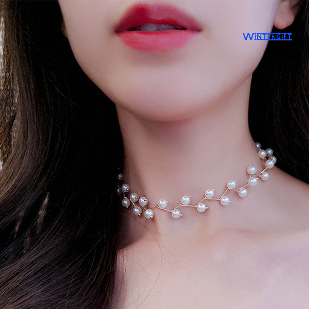 Vòng Cổ Choker Ngắn Đính Hạt Ngọc Trai Giả Thời Trang Mùa Đông Cho Nữ