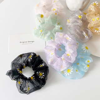 Dây Buộc Tóc Vải Scrunchies Họa Tiết Hoa Cúc Xinh Xắn - Cột Tóc Vải Cho Nữ