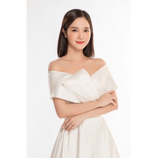 ĐẦM CÔ DÂU BẸT VAI  XẾP LY BO EO full size S/M/L/XL ( ẢNH VÀ VIDEO DO CHỦ SHOP TỰ CHỤP 10000%)