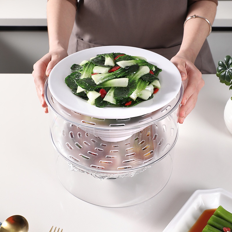 Lồng Bàn Đậy Thức Ăn Bằng Nhựa Trong Suốt Cách Nhiệt Chống Bụi Đa Năng Tiện Dụng Ốp