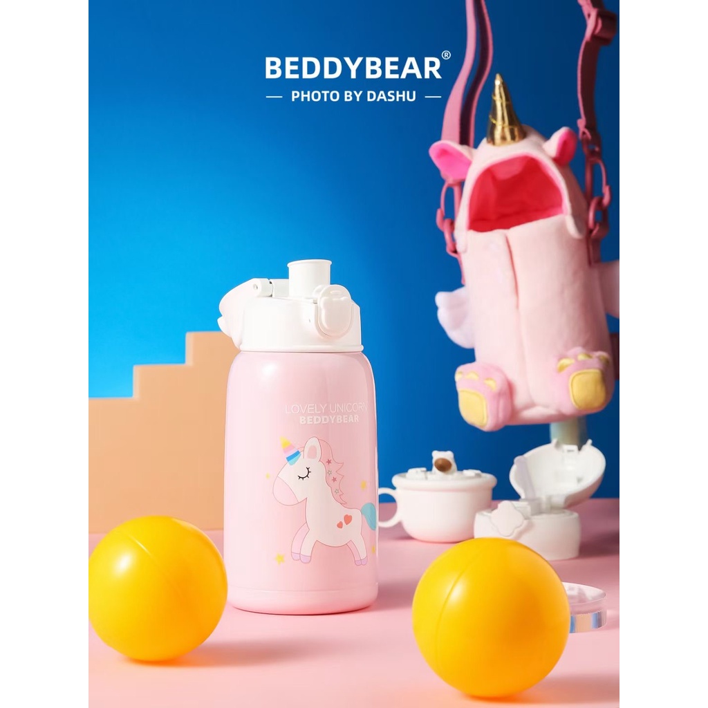 Bình giữ nhiệt trẻ em Beddybear - 3 Nắp thay thế - Unicorn - Kỳ lân Hồng 2.0 - 630ml - RT104-630-KYLAN2 - Chất liệu 316