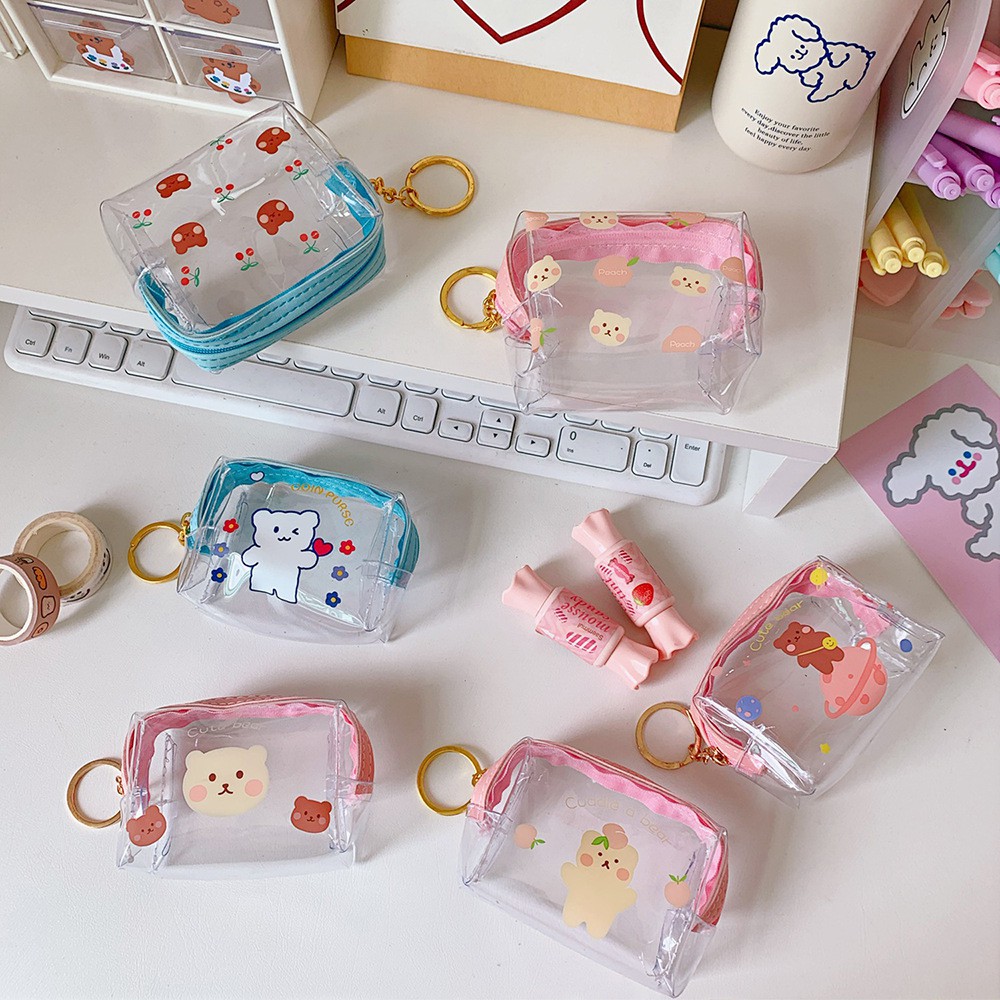 Ví mini trong suốt kèm móc khóa xinh xắn ulzzang