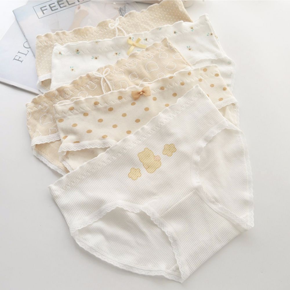 Quần Lót Nữ Viền Ren Họa Tiết Chấm Bi Chất Liệu Co Giãn Thoáng Khí Mềm Mại Phong Cách Hàn Quốc