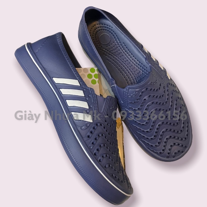 Giày nhựa nam đi mưa GL028 gợn sóng 3 sọc - Giày đi biển siêu nhẹ, siêu bền