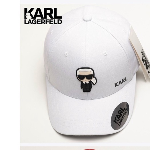 Mũ nón lưỡi trai KA RL LAGERFIELD chất vải cotton Hàn Quốc cao cấp, logo cao su nổi 3D, màu đen, trắng