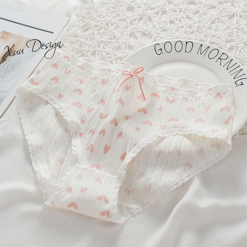 Quần lót nữ Cotton gân tăm co dãn họa tiết kháng khuẩn Xuu Design QC31