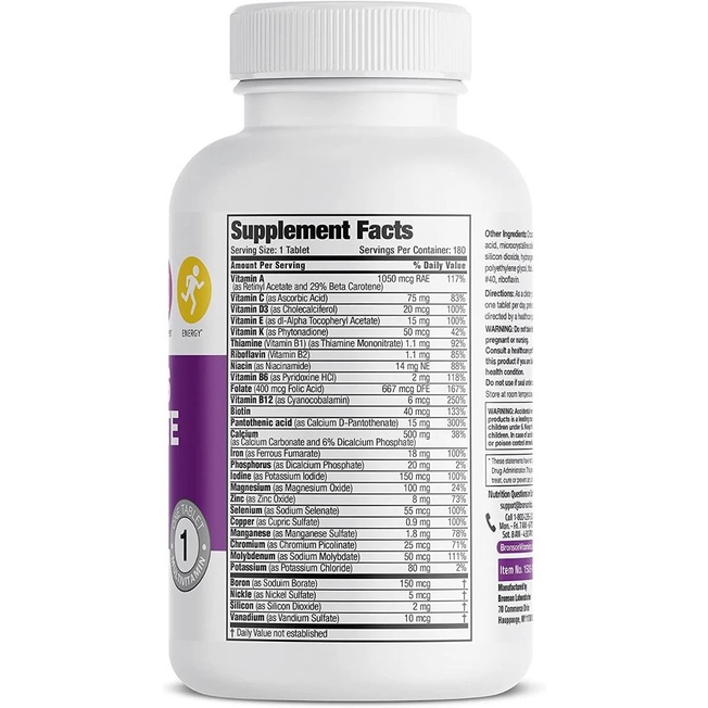 Organic Multivitamin One Daily For Women - 180 viên Mỹ - Bổ sung Vitamin