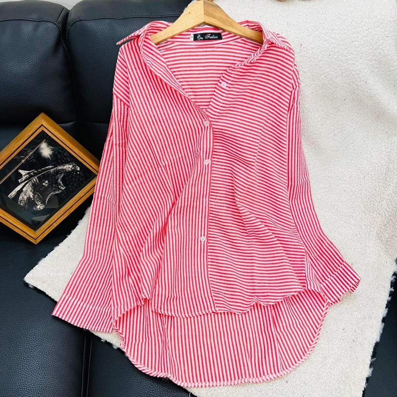 Áo Sơ Mi Nữ Sọc - chất Cotton Thô - BIG SIZE - ĐỦ SIZE