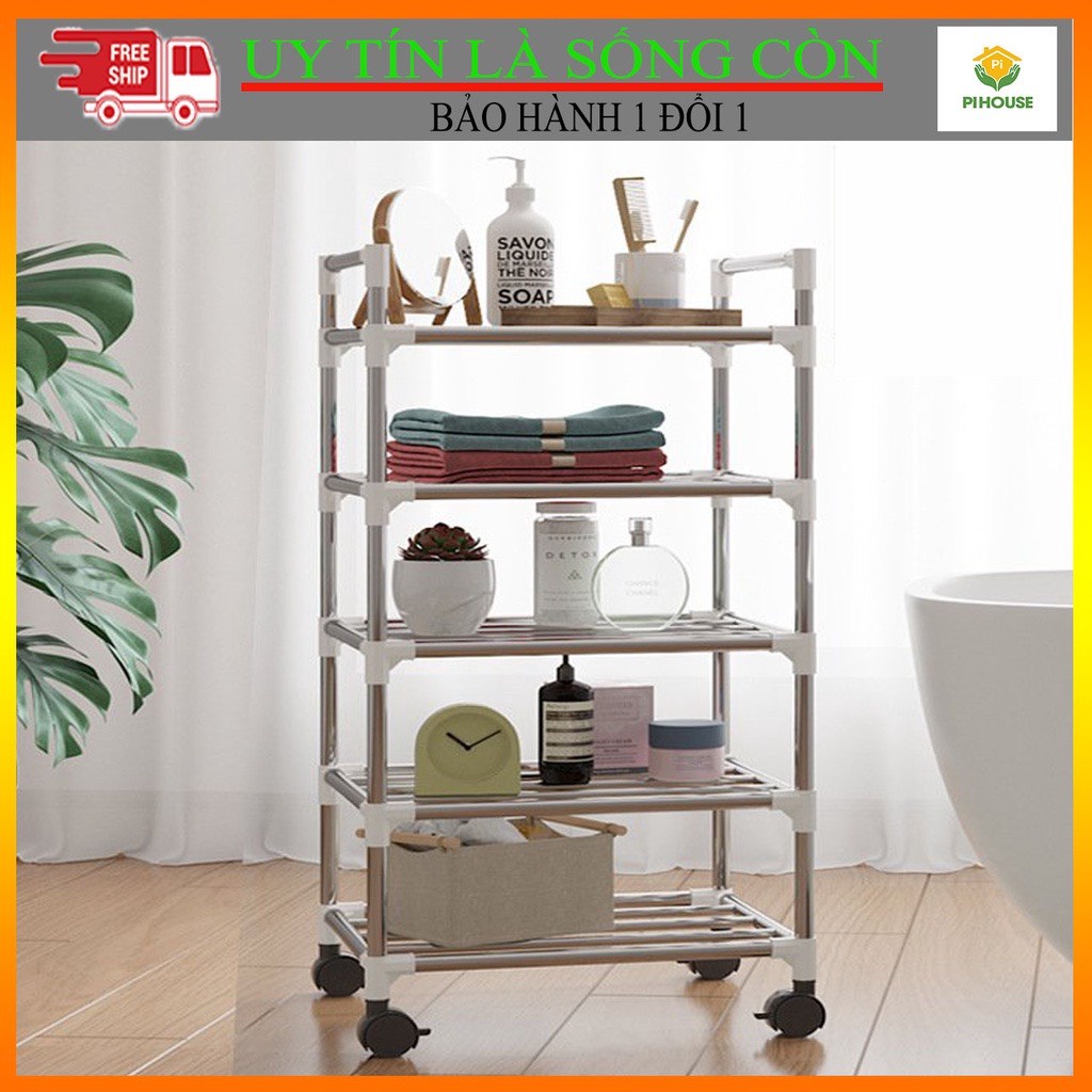 Kệ để xoong nồi chảo 5 tầng inox lắp ráp 42x35x112cm CAO CẤP