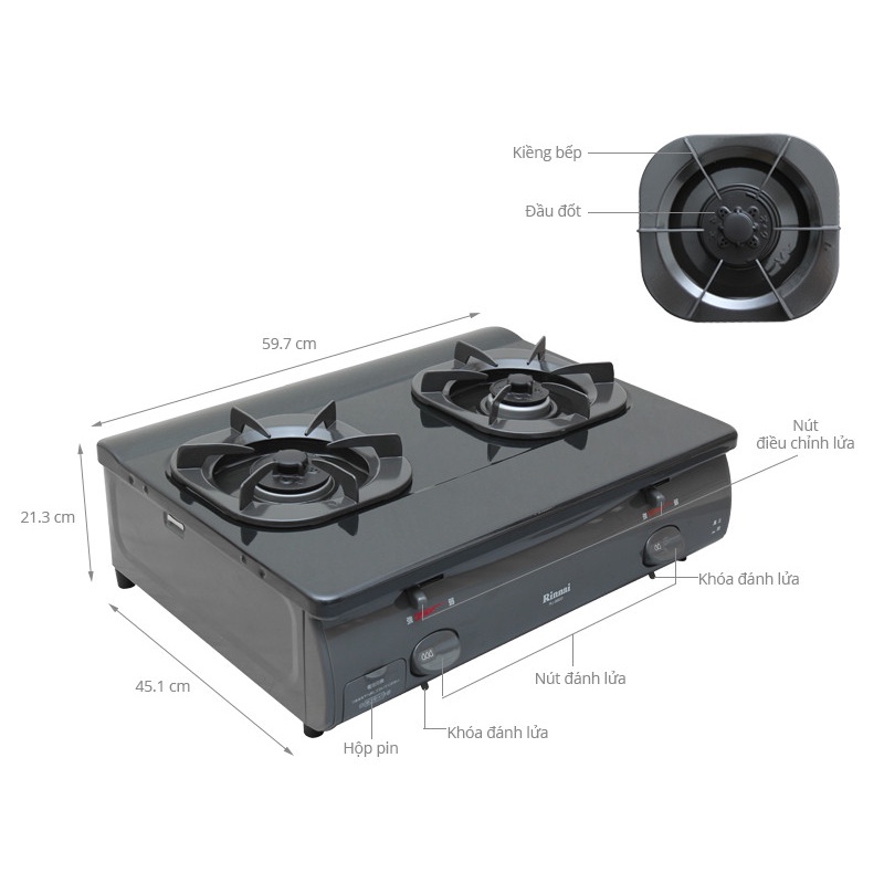 Bếp gas đôi Rinnai RJ-8600FE - NHẬP KHẨU NGUYÊN CHIÊC NHẬT BÀN - HÀNG CHÍNH HÃNG 100%