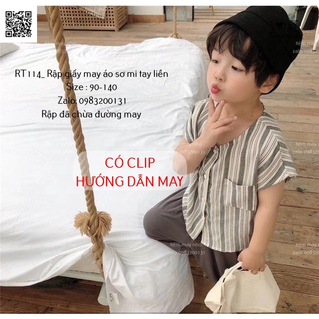 RT114_Rập giấy may áo sơ mi tay liền bé trai