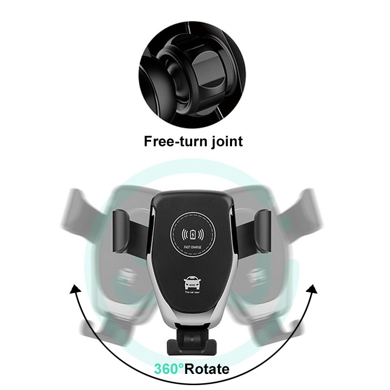 Giá Đỡ Điện Thoại Ô Tô Kèm Sạc Nhanh Không Dây Chuẩn Qi