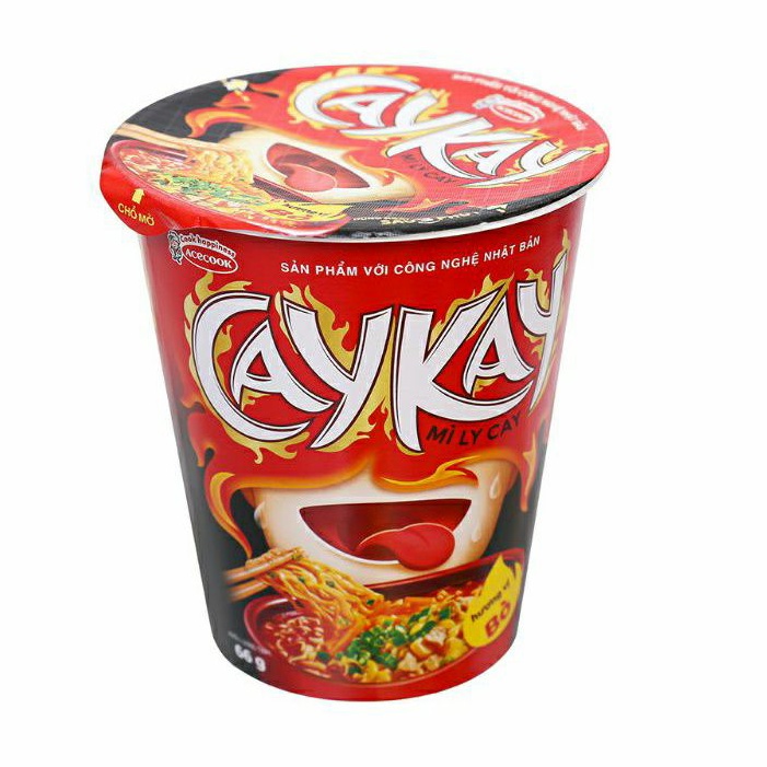 Mì siêu cay CayKay hương vị bò, kim chi Ly 66g