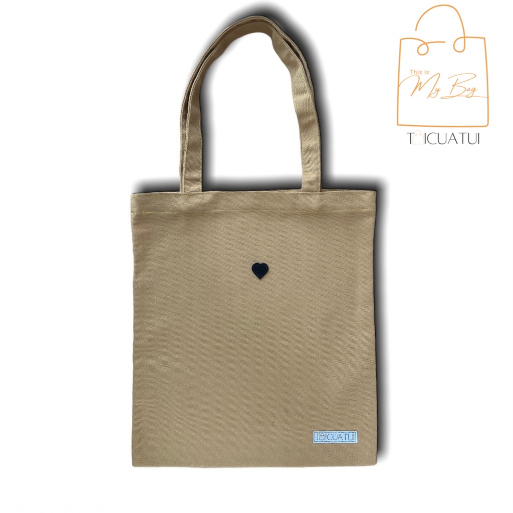 [TOTE BAG LOCAL BRAND] Túi Tote TUICUATUI Vải Canvas Nhiều Màu Icon Thêu Tim Đen Đơn Giản