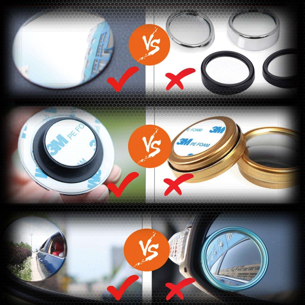 Gương Cầu Lồi Góc Rộng Nhìn Điểm Mù Cho Xe Hơi Gương Chiếu Hậu 3M Xoay 360 Độ Chống Nước Tránh Điểm Mù Tiện Dụng Cho Xe Hơi Xe Tải SUV