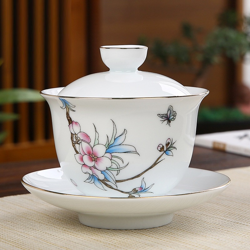 Chén Khải sứ trắng Bạch Định thấu quang 155 ml