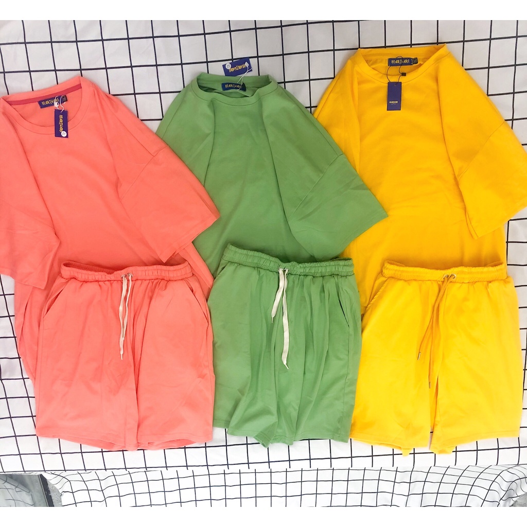 Bộ Áo Quần basic trơn nhiều màu MEANSTORE set đồ unisex nam nữ dáng rộng form oversize phong cách Ulzzang Hàn Quốc vải m