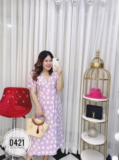 Bigsize Đầm maxi cúc tím D421