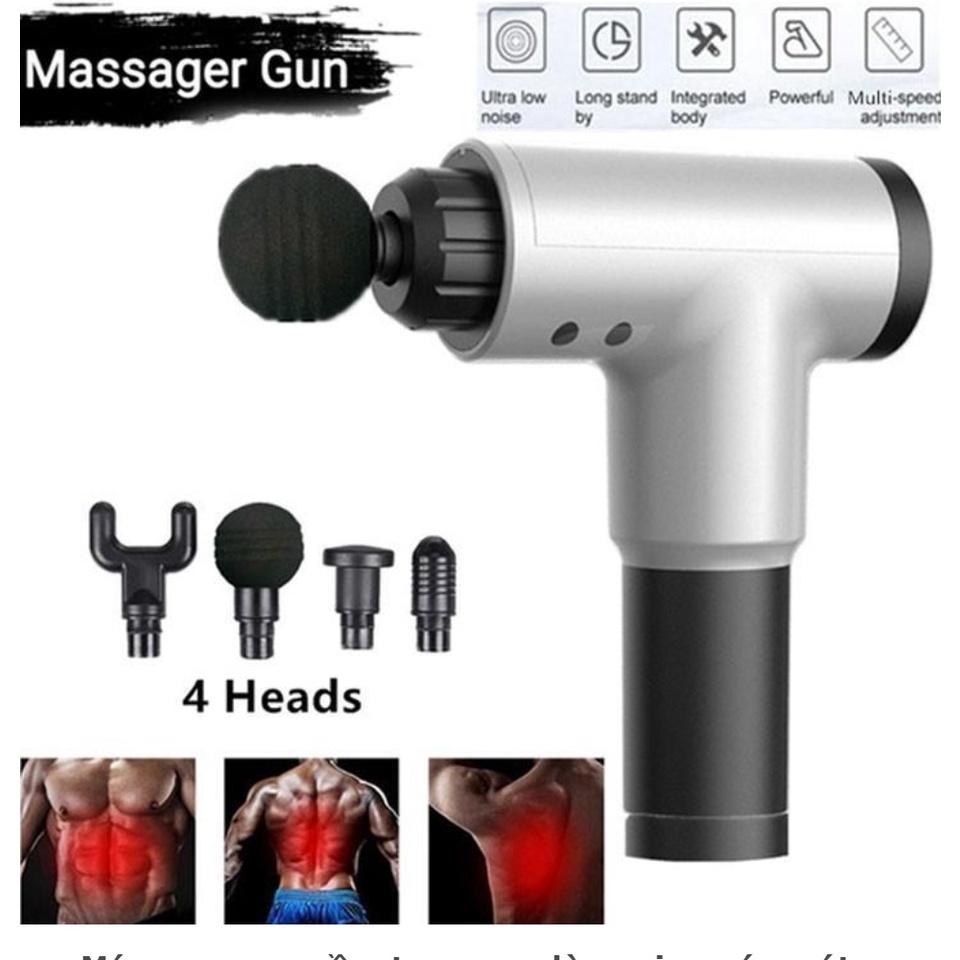 Máy Massage Cầm Tay 4 Đầu 6 Chế Độ  -  Máy Massage Trị Nhức Mỏi Vai Gáy, Đau Giãn Cơ