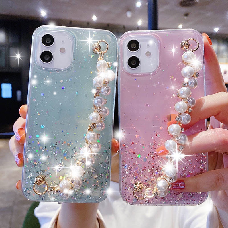 Ốp Lưng Trong Suốt Lấp Lánh Có Dây Đeo Cho Vivo V20 Se Y20S Y20I X50 Pro V19 Y30 Y20 Y12S Y19 V15 Pro