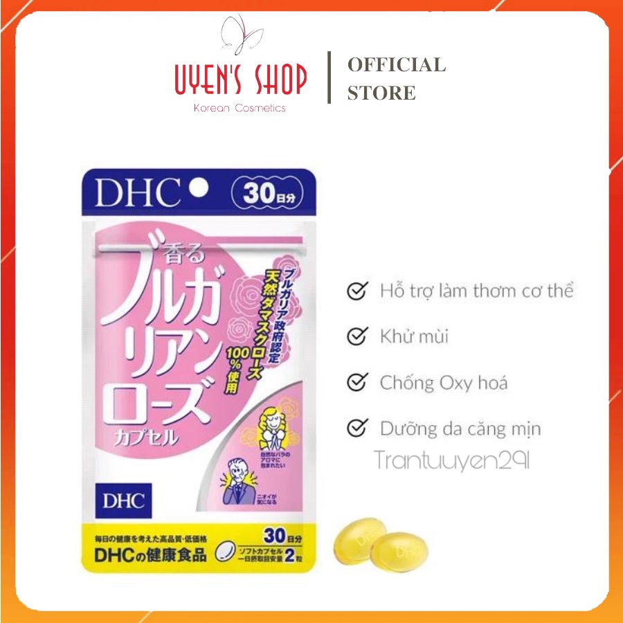 Viên Uống Thơm Cơ Thể Hương Hoa Hồng DHC Bulgarian Rose Capsule