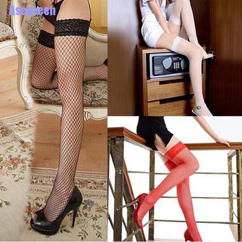 Tất lưới dài qua đầu gối phối viền ren quyến rũ cho nữ