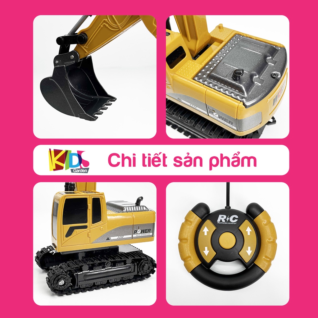 Xe múc điều khiển từ xa cho bé với bánh xích địa hình gầu múc bằng sắt và pin sạc XDK01