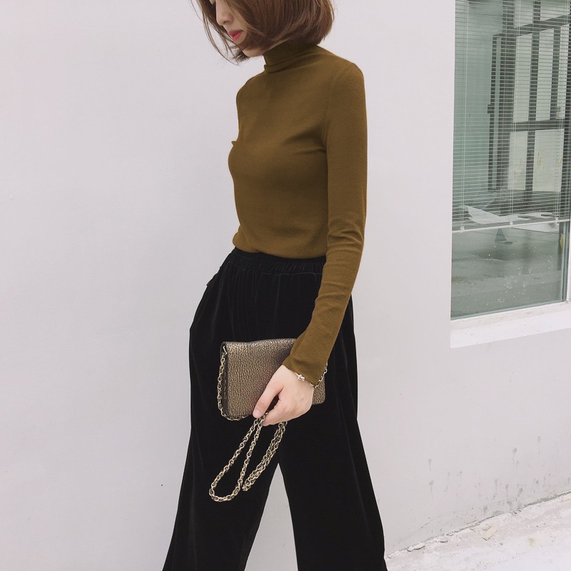 【Miss Sumey】Women Korean Long Sleeve T-Shirts Solid Slim Blouse | WebRaoVat - webraovat.net.vn