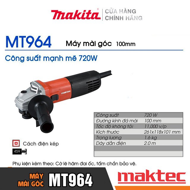 [Chính Hãng] Máy Mài Góc Maktec MT964 (100MM-720W), Bảo Hành Tại Các TTBH Toàn Quốc